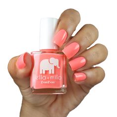 Bright peachy pink BonBon Collection Nail polish bottle 13.3 ml - 0.45 fl oz | ingredients "17-Free" products do not contain: Acetone, Animal-Derived Ingredients, Bisphenol-A, Camphor, Ethyl Tosylamide, Formaldehyde, Formaldehyde Resin, Gluten, Glycol Ether of Series E (Gycol ethers derived from ethylene oxide), Nonylphenol Ethoxylate, Parabens, Phthalates (including DBP), Styrene, Sulfate, Toluene, Triphenyl Phosphate (TPHP/TPP), Xylene Vegan Animal cruelty-free Quick Dry Chip Resistant Made in Ella Mila Nail Polish, Sally Hansen Color Therapy, Nail Polish Bottle, Couture Nails, Essie Gel Couture, Sally Hansen Miracle Gel, Gel Couture, Essie Gel, Nail Polish Bottles