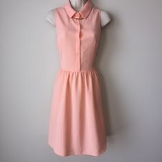 New With Tags. Peach H&M Dress. Us Size 12 . Material: Polyester Summer Pink Midi Dress For Work, Summer Workwear Pink Midi Dress, Pink Collared Dress For Day Out, Pink Collared Dresses For Spring, Fitted Peach Midi Dress For Day Out, Sleeveless Peach Mini Dress For Day Out, Feminine Sleeveless Peach Midi Dress, Pink Collared Midi Dress For Daywear, Feminine Peach Sleeveless Midi Dress