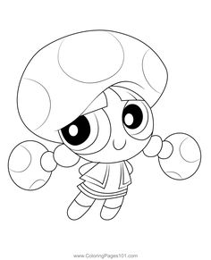 a cartoon character with big eyes and a mushroom on his head, coloring pages for kids