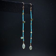 Blue Gemstone Bead Drop Earrings, Blue Gemstone Beads Drop Earrings, Gemstone Beaded Dangle Earrings For Jewelry Making, Gemstone Beads Dangle Earrings For Jewelry Making, Turquoise Dangle Jewelry With Colorful Beads, Dangle Beaded Earrings With Gemstone Beads For Jewelry Making, Turquoise Dangling Bead Drop Earrings, Artisan Turquoise Beaded Earrings With Ear Wire, Turquoise Dangling Beaded Earrings