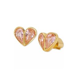 Elevate your style with Kate Spade New York Women's Gold Plated Metal Heart Stud Earrings. Crafted from plated metal adorned with cubic zirconia, they exude charm and sophistication. With an approximate diameter of 1/2", they offer subtle elegance. The post back closure with signature spade clutch ensures secure wear. Perfect for adding a touch of romance to any ensemble, these earrings are a versatile addition to your jewelry collection. Size: one size.  Gender: female.  Age Group: adult. Kate Spade Sweetheart Pink Earring, Crystal Fashion, Subtle Elegance, Halo Earrings Studs, Heart Stud Earrings, Metal Heart, Heart Studs, Heart Earrings Studs, Sterling Silver Heart