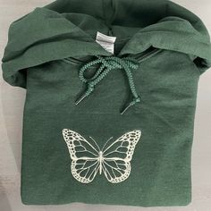 Vintage butterfly custom embroidered hoodie; butterfly hooded sweatshirt; butterfly hoodie - MrEmbroideryGifts Butterfly Stuff, Hoodie Upcycle, Style Sweatshirts, Butterfly Hoodie, Hoodie Diy, Embroidery Tshirt, Embroidery Shoes, Butterfly Embroidery