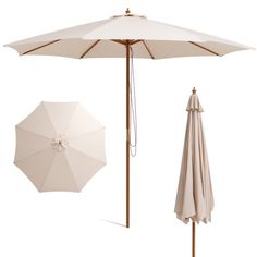 two umbrellas and an open umbrella on a white background