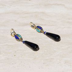 Lapis Lazuli and Onyx Earrings. Ships from San Diego, CA, in 1 Business day! Made in USA. Red Jasper Jewelry, Overwhelming Emotions