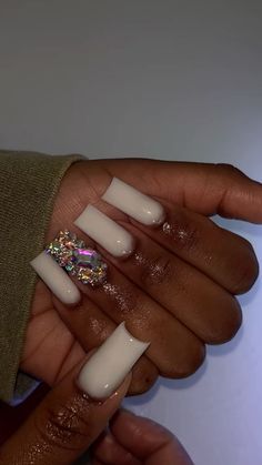 Fye Nails, Wanna Recreate, Birthday Nail, Kitty Nails, Duck Nails, Colored Acrylic, White Acrylic Nails