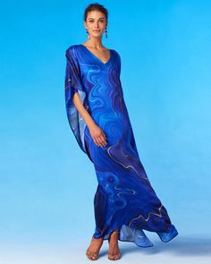 NicoBlu® Lavinia Silk Kaftan in Lapis Lazuli Blue – NICOBLU Lapis Lazuli Blue, Short Kaftan, Casual Luxe, Empire Romain, The Roman Empire, Long Kaftan, Silk Kaftan, Lapis Lazuli Stone, Silk Slip