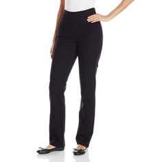 Chic Women's Easy Fit Elastic Waist Pull On Pant. Simplicity plus comfort equals the Chic Classic Collection Womens Easy-Fit Elastic-Waist Pant. The pull-on styling, flat elastic waistband and straight leg fit make these pants the perfect solution for the office or leisure activities. Available in a variety of sizes and colors, they provide a slim silhouette and are fitted through the seat and thigh. The cotton blend paired with spandex gives you plenty of flexibility as you move throughout your Shade Clothing, Flannel Lined Jeans, Black Capri Pants, Womens Black Pants, Chic Pants, Petite Pants, Jeans Material, Elastic Waist Pants, Womens Jeans