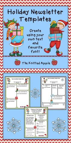 the holiday newspaper templates for students to use in their writing and crafting projects