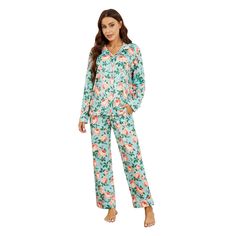 PRICES MAY VARY. ❤【Soft New Fabric】LYCY floral pajamas sets for women are made of the new fabric from milk fiber, which is super soft,stretchy and comfy, lightweight and breathable, anti-wrinkle and no pilling easily. Put on our comfortable womens pajamas sets, no matter where you are, you can be relaxed. ❤【Floral Design】 The women pajamas sets are inspired by plant and floral patterns. Soft pjs sets are saturated in rich watercolor. Classic lapel collar with buttons at the front for easy on and Soft Pjs, Floral Pajama Set, Womens Pajama, Pajama Day, Womens Pajama Shorts, Womens Pajamas, Cotton Nightgown, Comfortable Pajamas, Women Pajamas