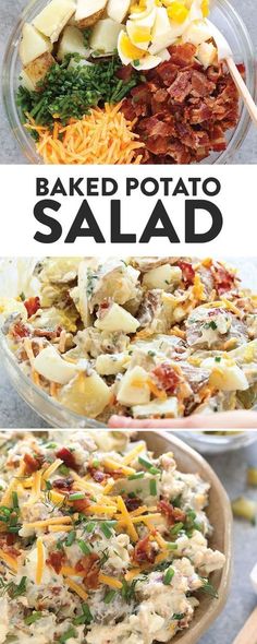 healthy baked potato salad with bacon and cheese