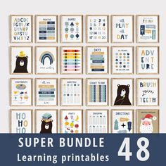 the super bundle for learning printables is shown