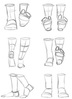 sketches of different shoes and boots