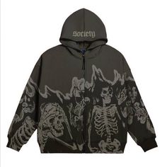 Printed Hoodie Men, Jaket Denim, Skeleton Hoodie, Moda Hip Hop, Winter Streetwear, Hoodies Men Style, Streetwear Hoodie, Y2k Men, Letter Print Hoodie