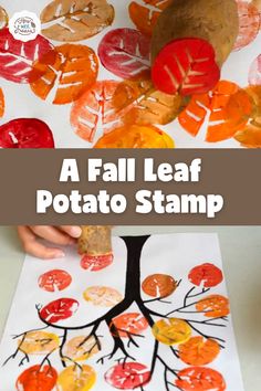 a fall leaf potato stamp art project for kids