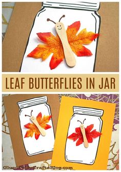 leaf butterflies in jar craft for kids to make