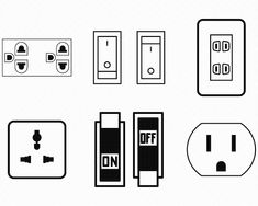 various types of electrical switches and sockets