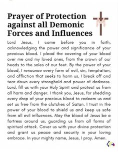 an article about prayer and protection against all demonic forces in the bible, with text above it