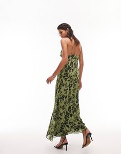 Topshop maxi slip dress in green chiffon print | ASOS Maxi Slip Dress, Print Trends, Slip Dress, Asos, Topshop, Free Delivery, Chiffon, Green