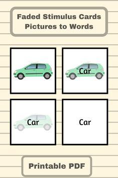 four green cars are shown with the words, fad and stimulus cards