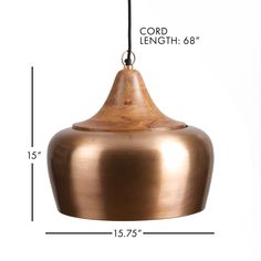 an image of a copper colored light fixture with measurements for the length and widths