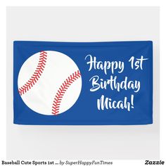 a green birthday banner with a baseball on it