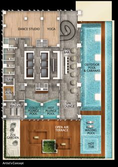 the floor plan for an indoor swimming pool