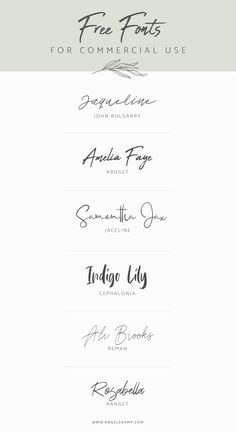 some type of calligraphy that is in different styles and font types, including one for commercial use