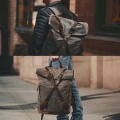 Waxed Canvas Unisex Travel Backpack Waterproof Mountaineering Backpack Canvas With Full Grain Leather Laptop Rucksack Model Number: MC9505 Dimensions: 11.8"L x 4.3"W x 16.5"H / 30 cm(L) x 11 cm(W) x 42 cm(H) Weight: 2.2 lb / 1 kg Hardware: Brass Hardware Shoulder Strap: Adjustable Color: Dark Green / Coffee / Black Features: • Waterproof Waxed Canvas With Genuine Natural Leather• Inside 1 Cell Pocket, 1 Wallet Pocket,1 Zipper Pockets, 1 Pen Slot, 1 Laptop Pocket.• YKK Zipper• Adjustable Shoulder Practical Waterproof Backpack For Adventure, Functional Adventure Backpack With Adjustable Strap, Practical Backpack With Adjustable Straps For Hiking, Practical Hiking Backpack With Adjustable Straps, Backpack Duffle Bag With Adjustable Strap For Outdoor Activities, Duffle Backpack With Adjustable Strap For Outdoor Activities, Outdoor Duffle Bag Backpack With Adjustable Strap, Casual Anti-theft Backpack For Outdoor Activities, Functional Adventure Bags With Adjustable Straps