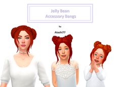 three women with red hair are standing in front of a white sign that says jelly bean accessory bags