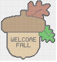 a cross stitch pattern with the words welcome fall