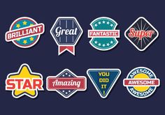 various stickers that say different things to see in the image, including stars and stripes