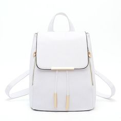 Small PU Leather Mini Backpack-Backpacks-Innovato Design-White-Innovato Design Korean Backpack, Satchel Backpack, Backpack Fashion, Backpack School, Backpack Travel Bag, Teenage Girls, Genuine Leather Bags, Girl Backpacks, Girls Bags