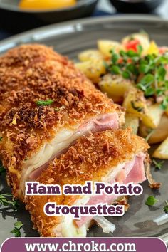 ham and potato croquettes on a plate with potatoes