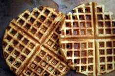 two waffles sitting next to each other on a table