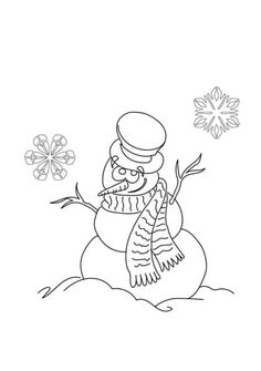 a black and white drawing of a snowman