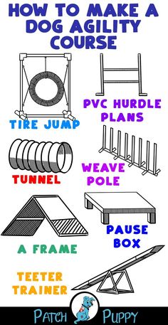 how to make a dog agility course with pictures and instructions on the front cover