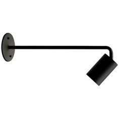 a black wall light on a white background with one arm extended and the other arm down