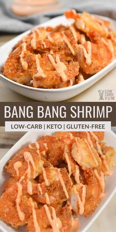 bang bang shrimp with low carb keto gluten - free sauce on top