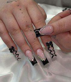 Tapered Square Nails, Black Acrylic Nails, Acrylic Ideas, Punk Nails, Hard Nails, Lace Nails, Acrylic Nail Ideas