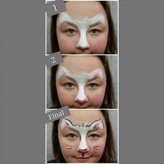 Kitty Face Paint, Party Make-up, Makeup Tutorial Step By Step, Body Suit Tattoo, Painting Easy