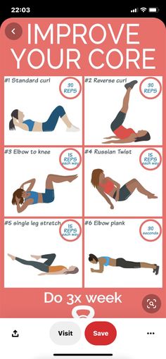 an exercise poster showing how to improve your core