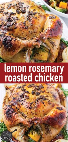 lemon rosemary roasted chicken on a white plate