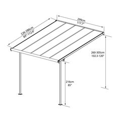 the measurements for an awning structure, with measurements and measurements to be used on it