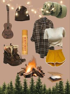 Campingcore Outfits, Shein Outfits Granola, Camping Pajamas Aesthetic, Summer Campfire Outfit, Camp Core Aesthetic Outfits, Campcore Aesthetic Outfits, Granola Core Aesthetic, Grunge Granola Outfits, Granola Fashion Aesthetic