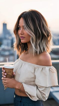 25 Stunning Balayage Hair Color Trends for 2025 - Latest Styles & Ideas Gray Ends Hair, Ash Blonde Highlights In Brown Hair, Dark Brown With Ash Blonde Balayage, Short Blonde Brown Hair Balayage, Chocolate Hair With Balayage, Bayalage For Grey Hair, Balayage With Grey Roots, Dark Blonde Balayage Lob, Blonde And Dark Hair Ideas