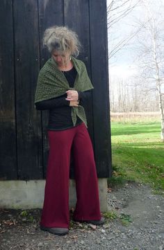 Mid Weight Merino Wool Wide Leg Pants Loosely Fitted Green Wide Leg Pants For Fall, Green Wide Leg Pants For Fall, Wide Leg Green Winter Pants, Green Wide Leg Winter Pants, Sweater Shaver, Free Move, Wool Winter, Organic Clothing, Wool Knit