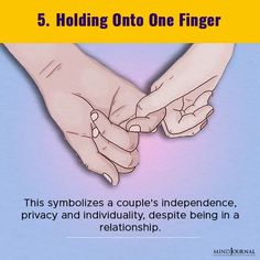 two people holding hands with the text 5 holding onto one finger this symbolizes a couple's independence, privacy and individuality, despite being in a