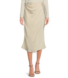 From En Saison&#x2C; this skirt features:Satin fabricationPleated detailWrap tie closureApprox. 31.5" lengthPolyesterHand washImported. Business Look, Dillard's, Clothing Accessories, Midi Skirt, Twist, Satin, Skirt, Clothes For Women, Clothes