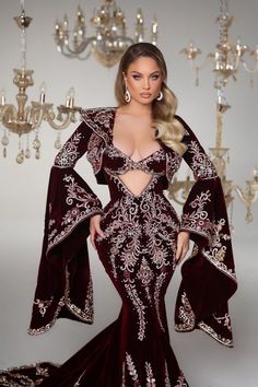 Taxes + Shipping included! Fitted Long Sleeve Fancy Dress, Fitted Long Sleeve Dress For Fancy Dress, Red Long Sleeve Dress For Fancy Dress, Bull Fighter, Burgundy Velvet Dress, Chest Design, Luxurious Dresses, Dream Wedding Ideas Dresses, Ankle Length Dress