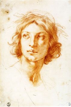 a drawing of a woman's head with hair blowing in the wind